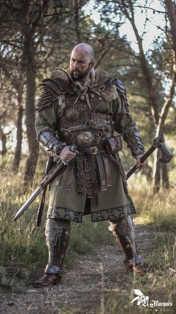 Black Leather Viking Armor. FULL SET Larp Armor 