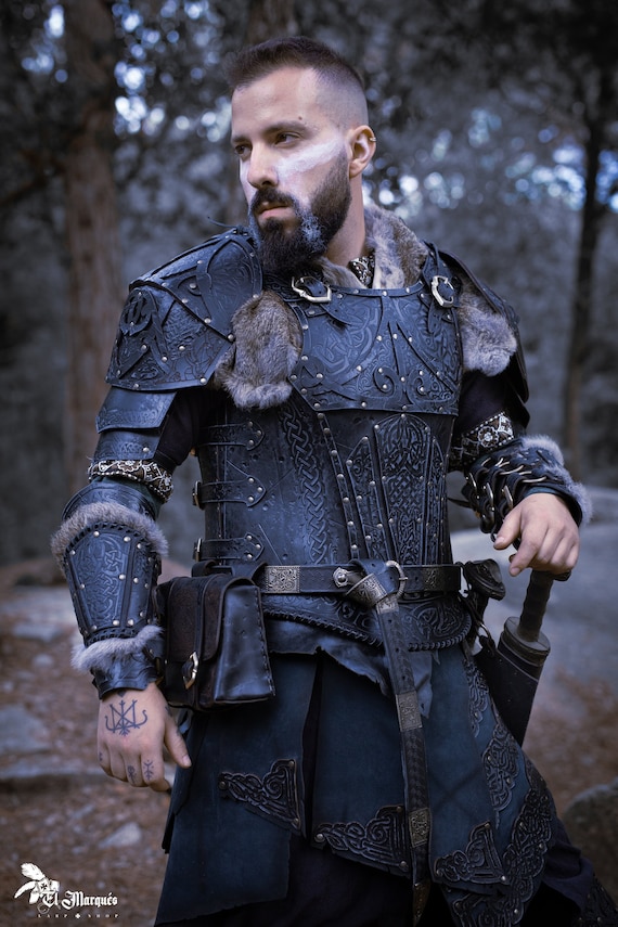 Black Leather Viking Bracers for Viking Armor. Inspired by Baldur