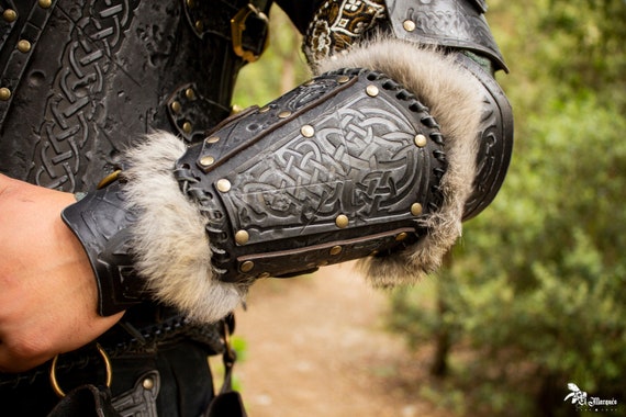 Black Leather Viking Bracers for Viking Armor. Inspired by Baldur -   Canada