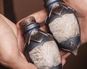 Pocion mágica de espuma para Larp os Cosplay. Poción para magos, druidas o alquimistas. Accesorio para Larp. Poción de curación o mana.