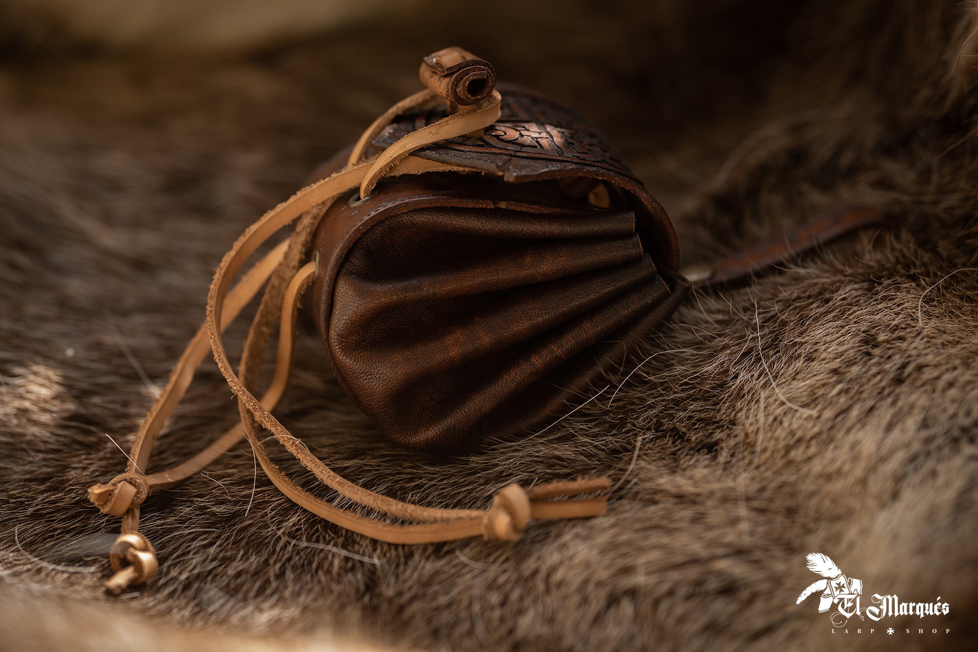 Viking Leather Belt Pouch. Brown Nordic Leather Bag for Larp - Etsy