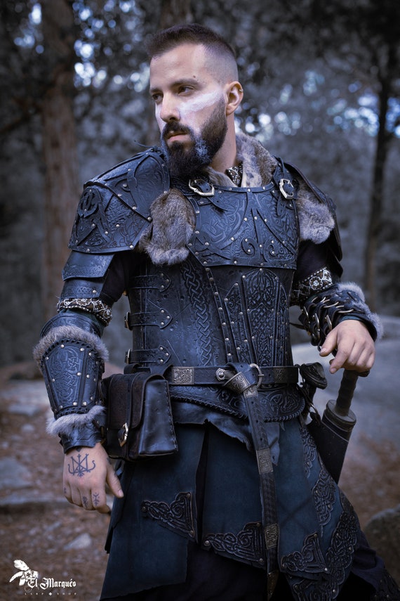 Black Leather Viking Armor. FULL SET Larp Armor 