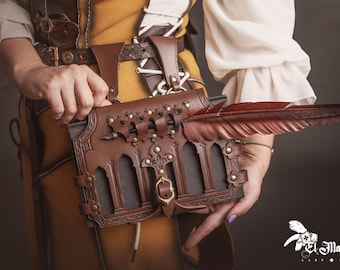 Läderbokhållare för bälte: Renaissance Fair LAIV Spellbook Case