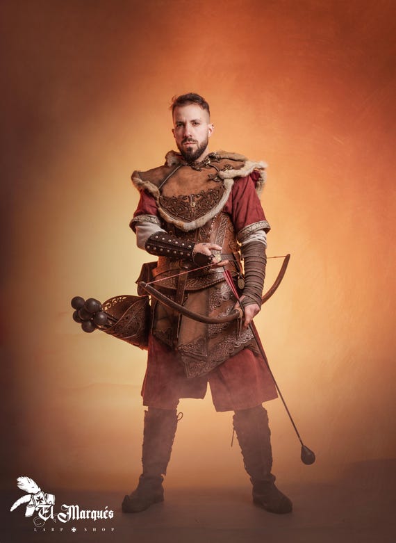 Carquois Latéral Cuir Marron, Style Viking, Pour Main Droite, Poinçonné Suède