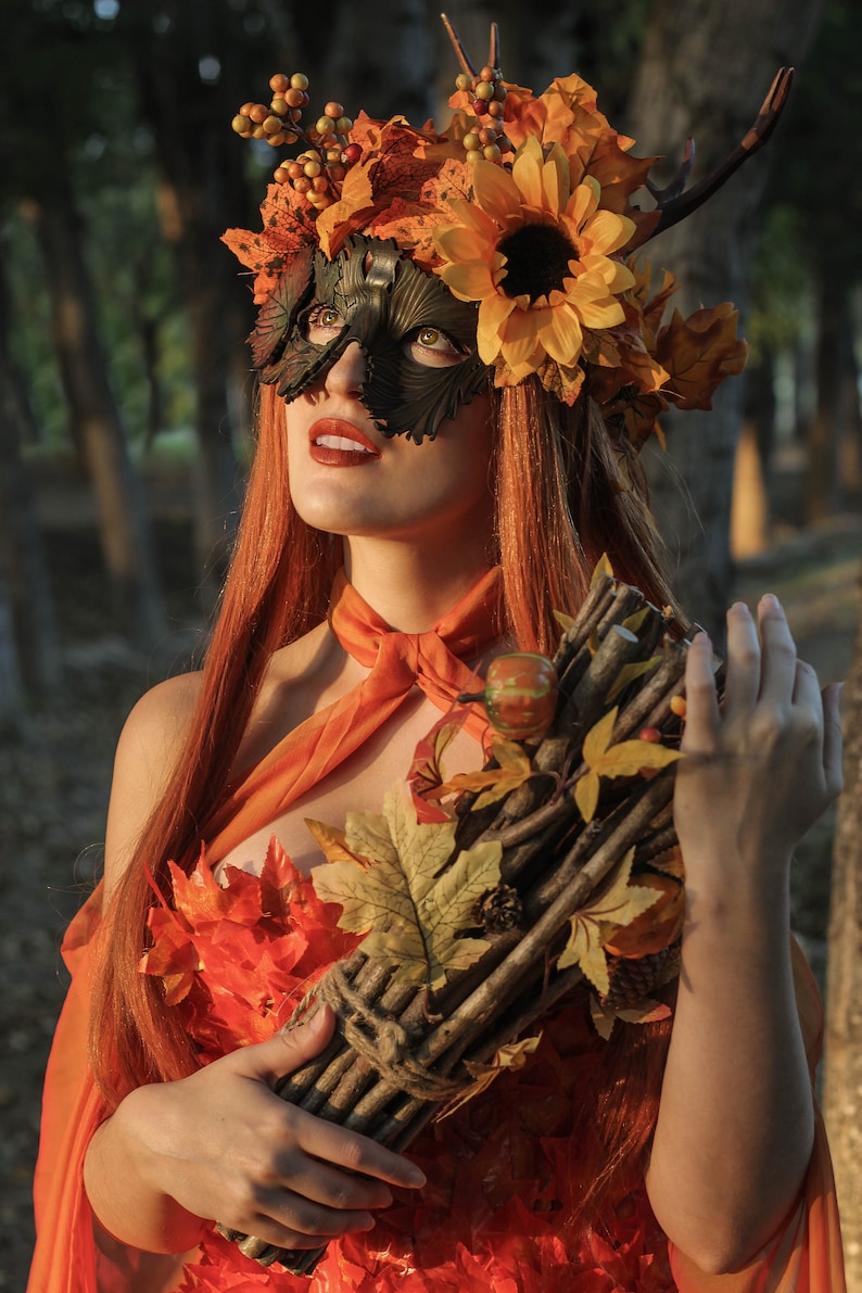 Samhain Masquerade mask for Halloween costume. Fairy mask, witch or nymph image 2