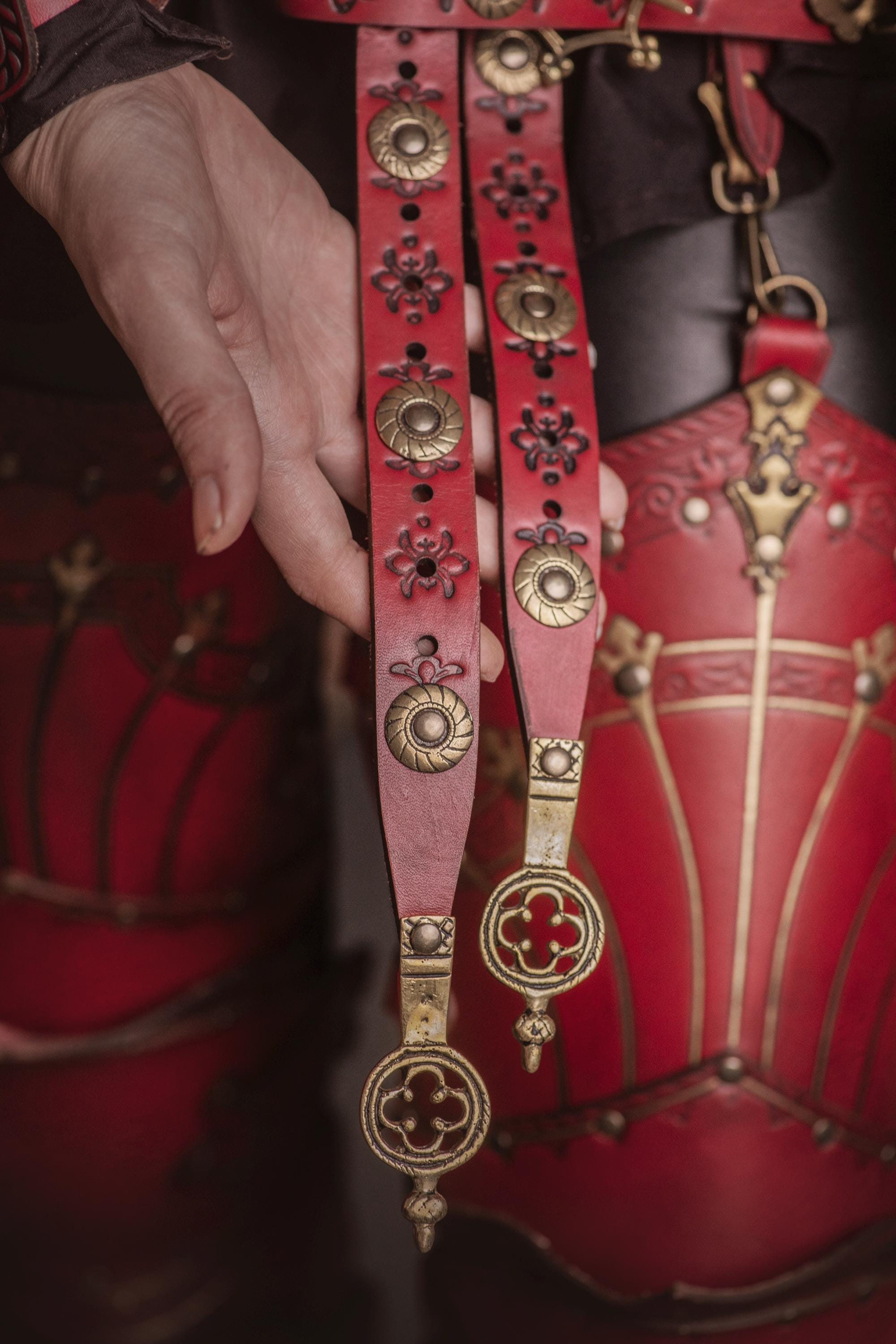 中世騎士のダブルレザーベルト - LARP ルネッサンス コスプレ 中世再現