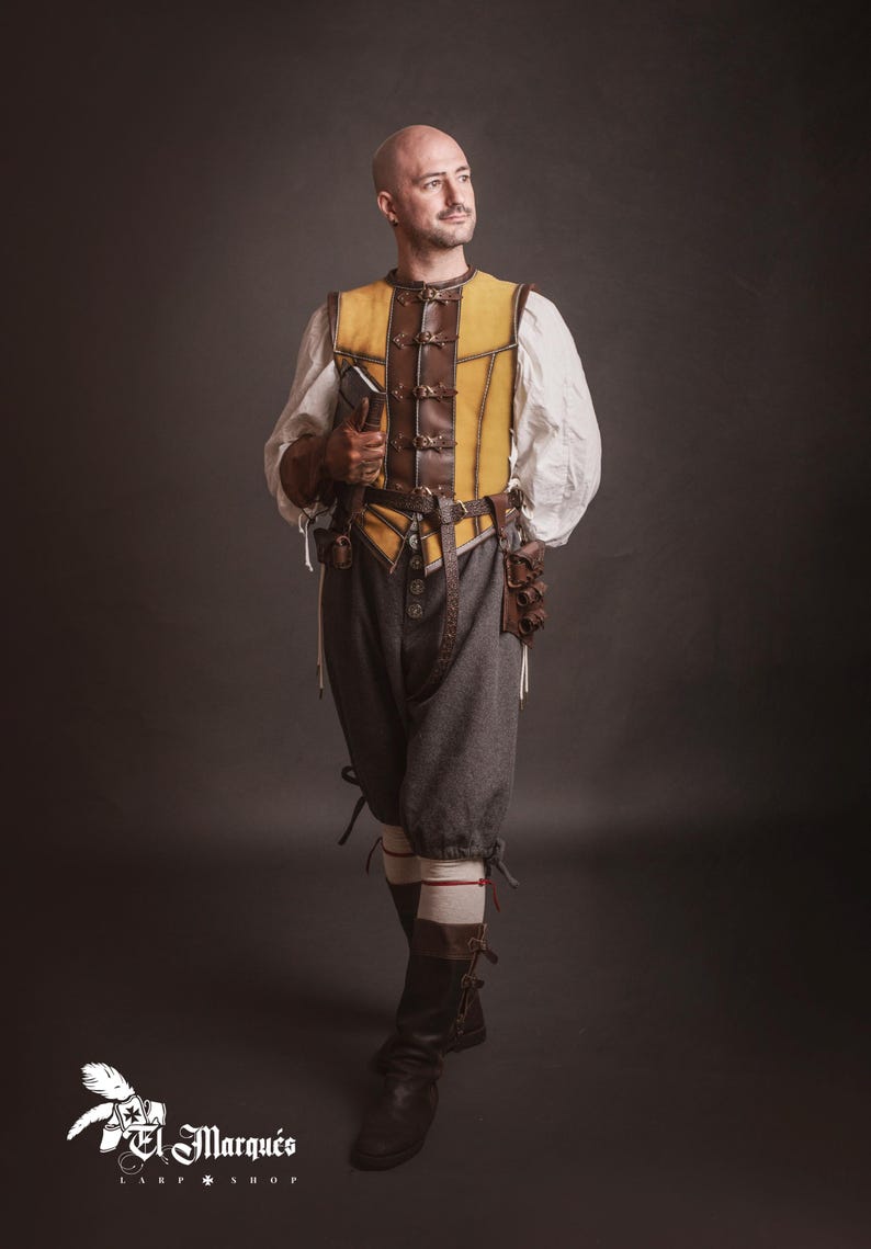 Pocimero de cuero marrón con portapergaminos para larp alquimista, kit de bruja o cosplay mágico imagen 10