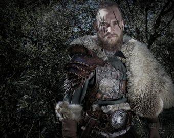 Larp viking armor. Leather armor for a celtic, barbarian, pagan or medieval cosplay