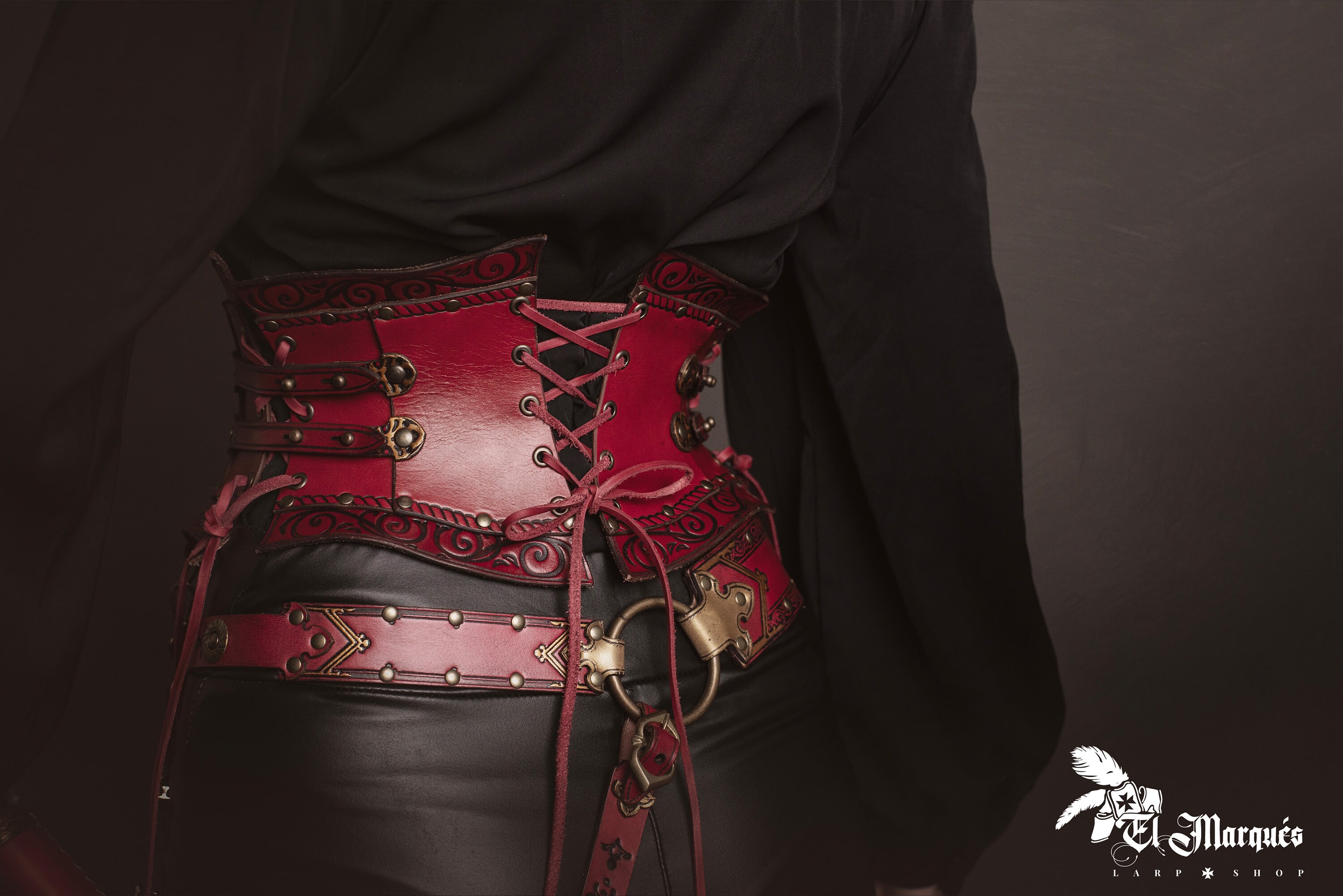 Burgundy Red Leather Renaissance Corset: Warrior Princess 
