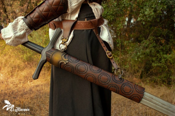 Brown Leather Scabbard For Latex Sword For Reenactment Etsy