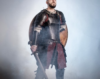 LARP Black Leather Armor Set: Renaissance Fair, Mercenary Costume
