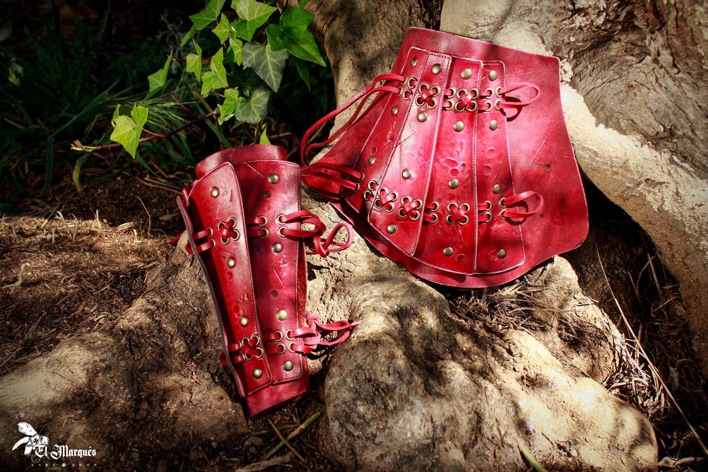 LARP Samurai Red Leather Bracers. Larp Armor Samurai Style -  Canada