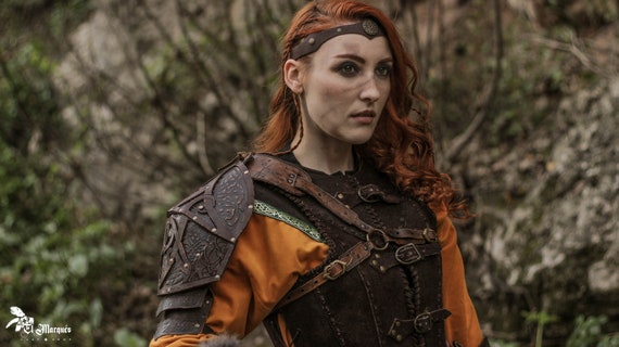 Hombrera De Cuero Estilo Fantasía Vikingo Para Larp Y Cosplay. 