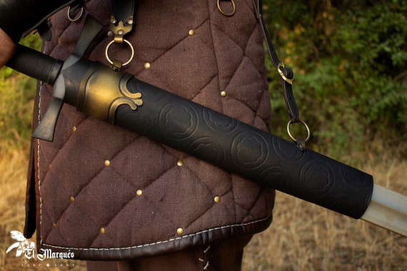 Black Leather Scabbard For Latex Sword For Reenactment Etsy Canada