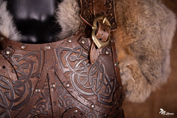 Elessar Bracers, Medieval Leather Men Armor, Larp Viking Bracer