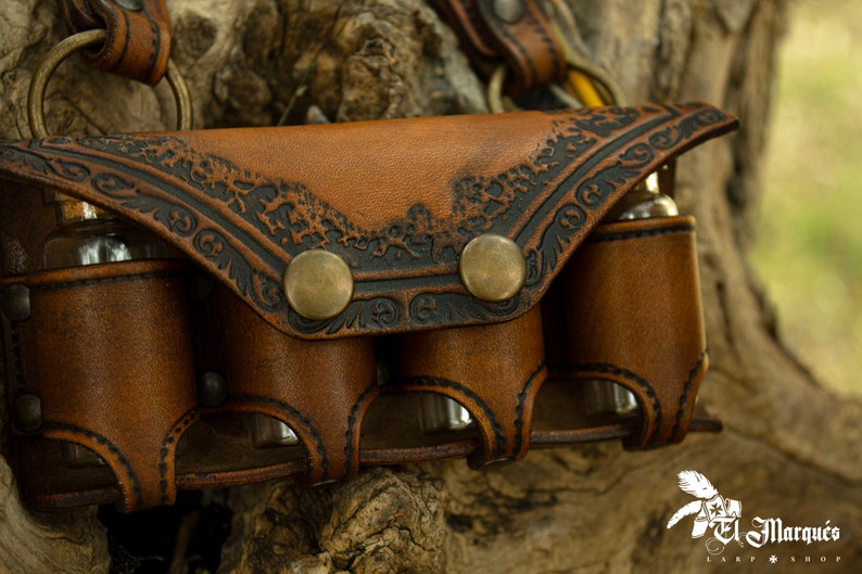 Brown Leather Potion Holder. Bottles for Larp Style Medieval Etsy