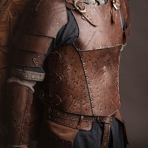 LARP leather armor, brown leather breastplate, brown leather armor