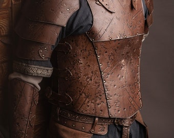 Armure en cuir GN, cuirasse en cuir marron, armure en cuir marron