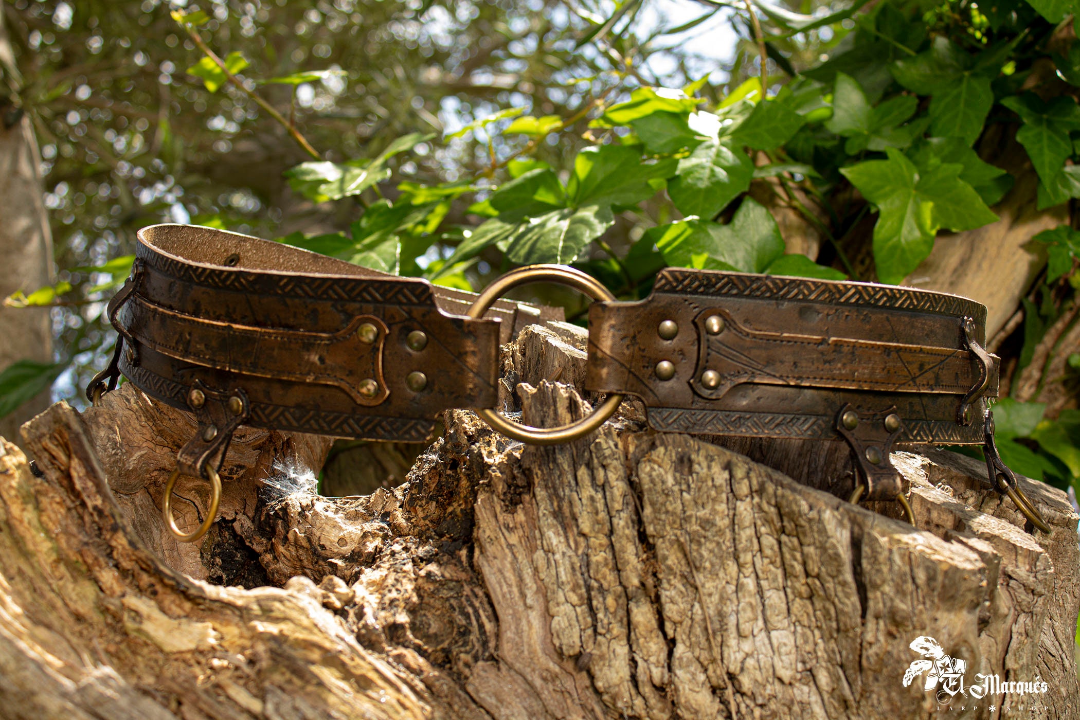 Medieval Viking Faux Leather Wide Belt with Metal Buckle for LARP Costume Medieval Viking Wide Belt Faux Leather Armor Knight Corset  main image 3
