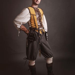Pocimero de cuero marrón con portapergaminos para larp alquimista, kit de bruja o cosplay mágico imagen 15