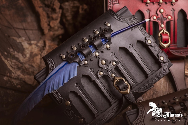 Läderbokhållare för bälte: Renaissance Fair LAIV Spellbook Case Svart