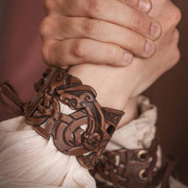Viking leather bracelet, viking jewelru, viking bracelet for larp or cosplay