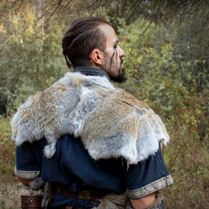 Viking cloak for viking costume. Rabbit fur cloak image 9