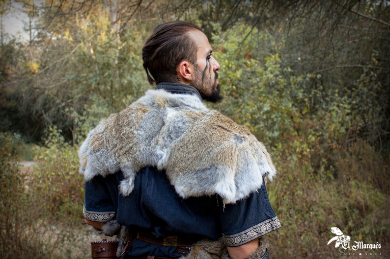 Viking cloak for viking costume. Rabbit fur cloak image 9