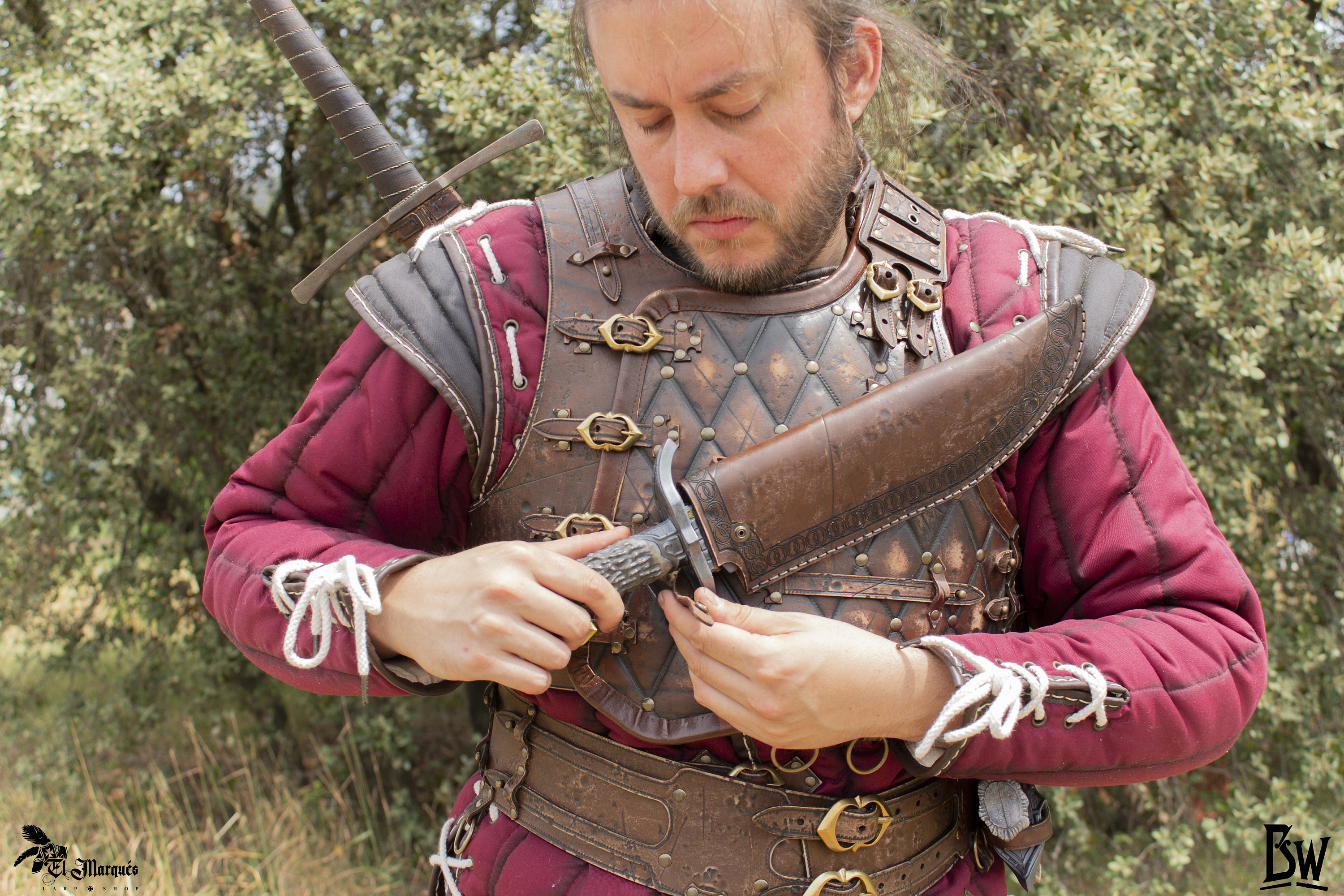 Fondina Spada Medievale In Pelle - Per Cosplay, Halloween, Regolabile, Mano Destra, Nero - Foto 4