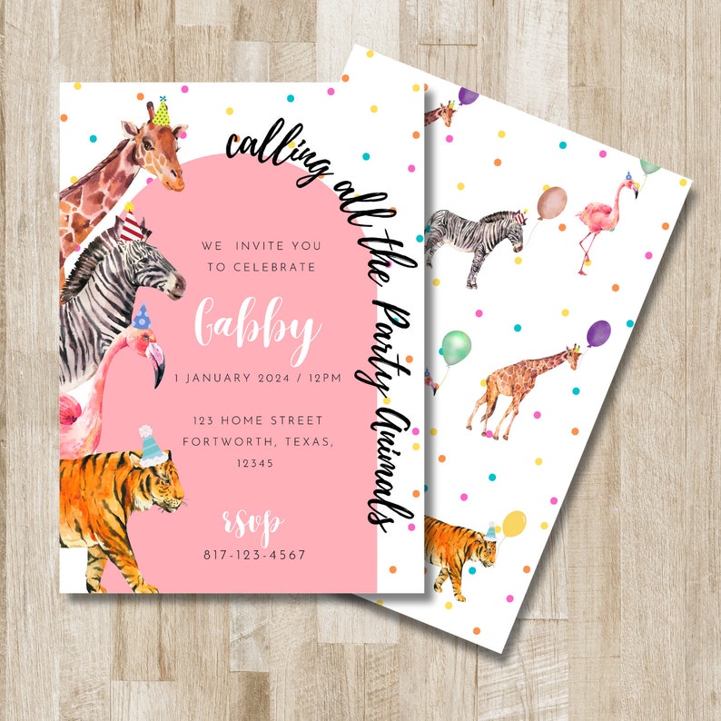 Party Animal Party Invitation Template, Editable, Printable, Wild One