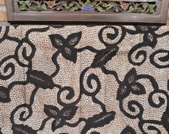 Wall Tapestry Bed Runner 2.2 yards Indonesian Hand Drawn and Stamped Batik Fabric for Dress Making Traditional Wrap