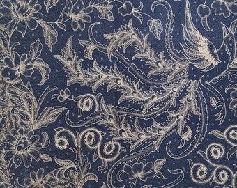 1950s Monochrome Tjoa Siang Gwan Antique Batik Tulis, Dancing Peacock Vintage Batik Tapestry