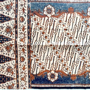 1980s Set of Danar Hadi VINTAGE BATIK Stamp, Classic Javanese Batik Cotton Fabric, Traditional Women Hip Wrapper and Shawl, Vintage Decor
