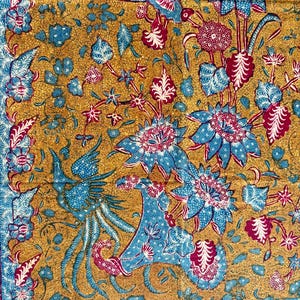 1960er Jahre Seltene Tjoa Tjoen Kiat VINTAGE BATIK TULIS, Peranakan Hand gezeichnete Batik Tiga Negeri, antike indonesische Vintage Batik Kunst