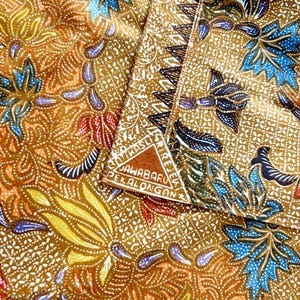 Vintage Batik Tulis Indonesia, Late 20th Century Unique Batik Artwork, Signed Pekalongan Batik Tapestry, Ylang Ylang Jawa Baru by Sri Rejeki