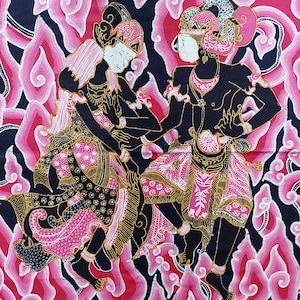 The Dancer Megamendung Cirebon BATIK TULIS ARTWORK, Authentic Indonesian Hand Drawn Batik, Traditional Batik Sarong Tapestry Home Decor