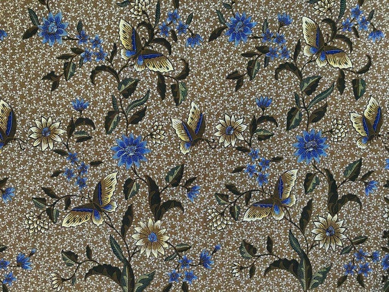Kain Batik Indonesia Lasem Classic Batik Tulis Genuine Batik Artwork Blue Chrysantemum Authentic INDONESIAN BATIK Hand Drawn FABRIC