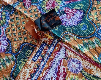 1960s Green Sekar Jagad Batik Tulis: Vintage Indonesian Textile Artwork