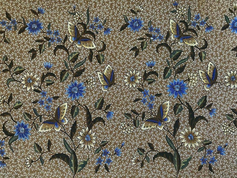 Kain Batik Indonesia Lasem Classic Batik Tulis Genuine Batik Artwork Blue Chrysantemum Authentic INDONESIAN BATIK Hand Drawn FABRIC