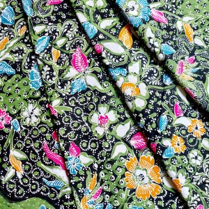 Flower Garden Lasem BATIK TULIS ARTWORK, Indonesian Hand Drawn Batik Tulis, Traditional North Coastal Batik Sarong, Unique Batik Tapestry