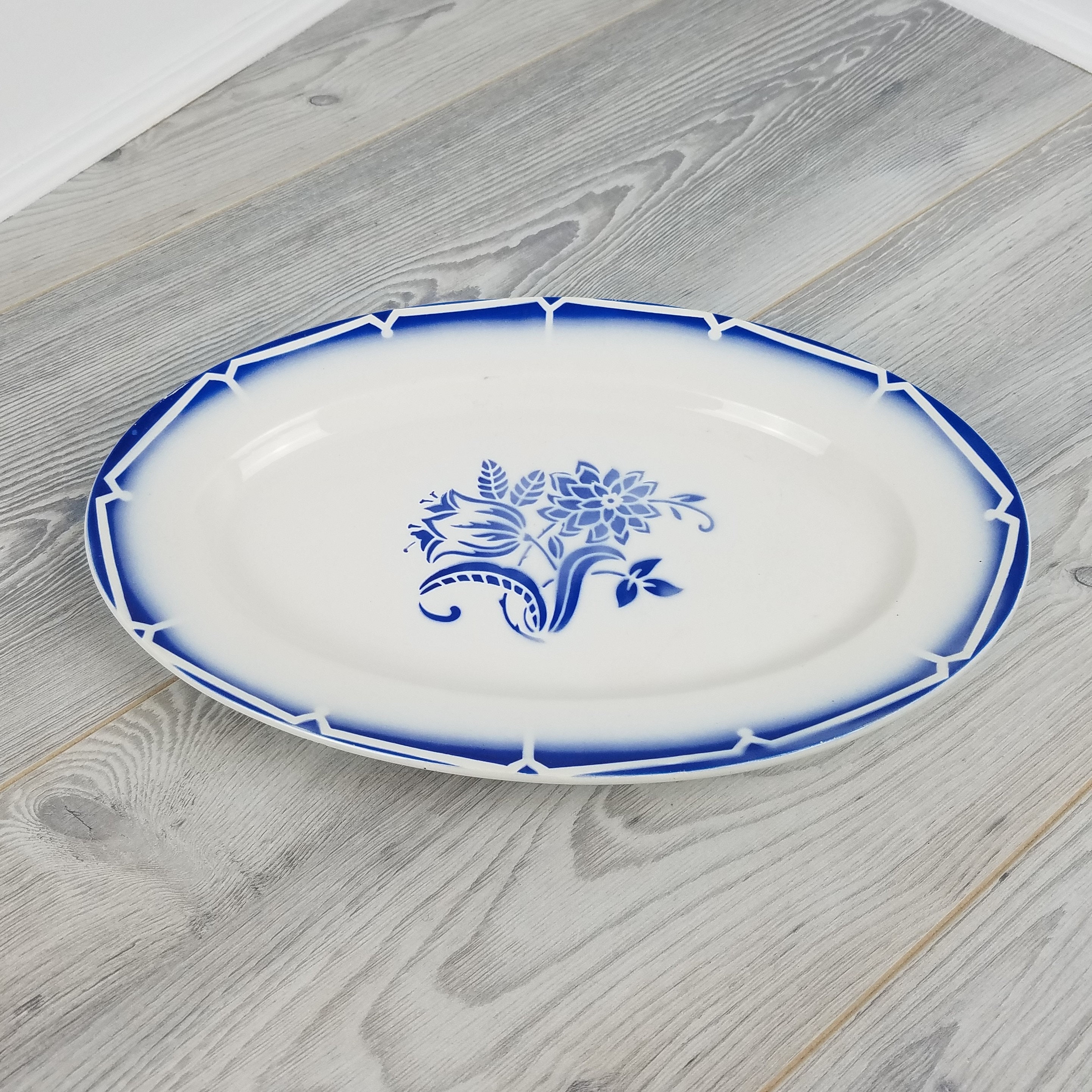 Sarreguemines Digoin Blue Canebiere Design Grand Plateau Ovale