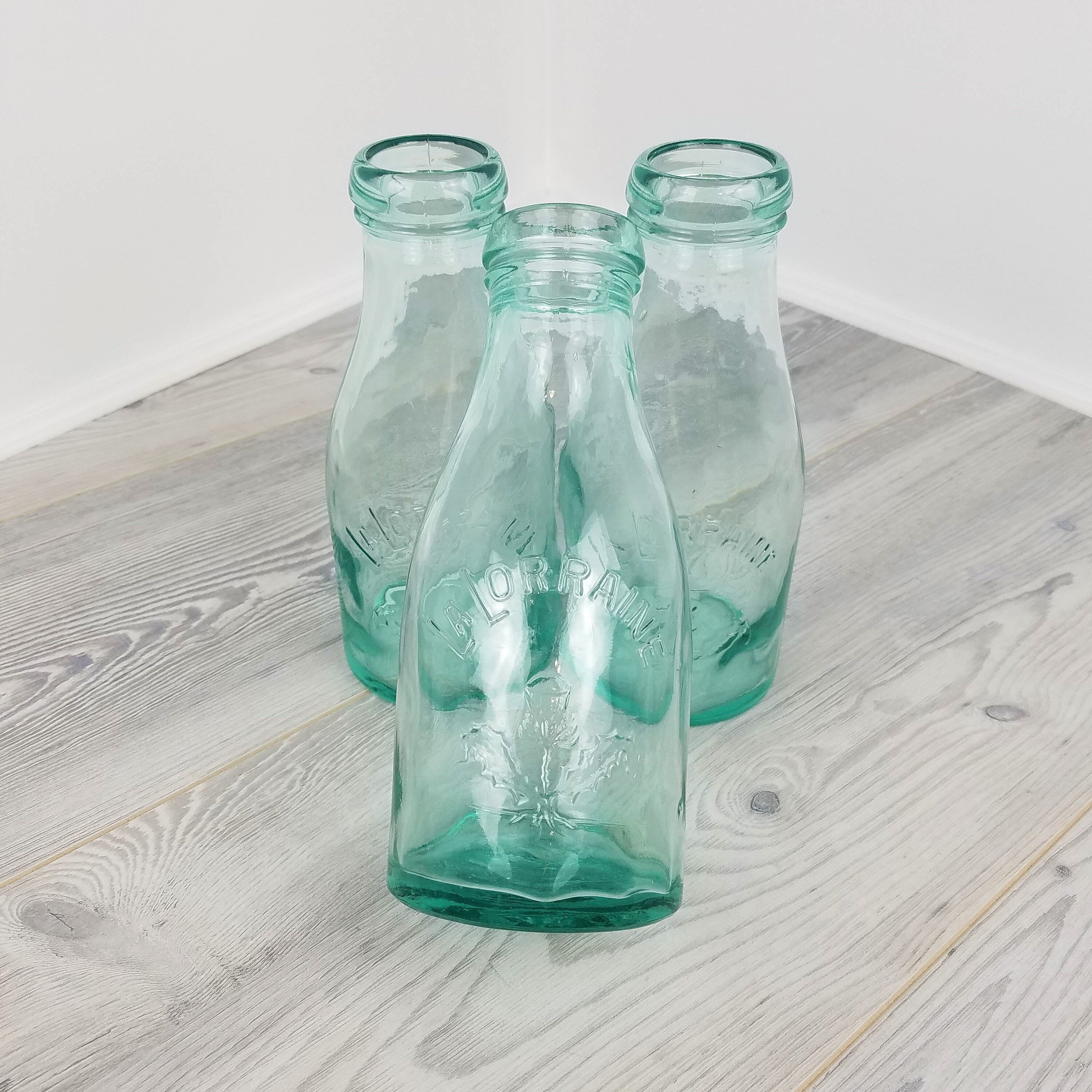 Une Français Bouteille de Rangement Vintage La Lorraine Green Glass 1 Litre