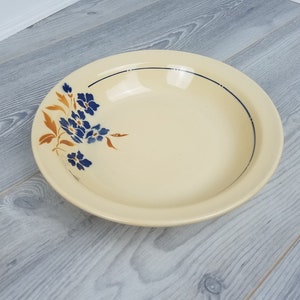 Vintage 1930s Badonviller Blue Flower Design Salad Bowl/ Saladier