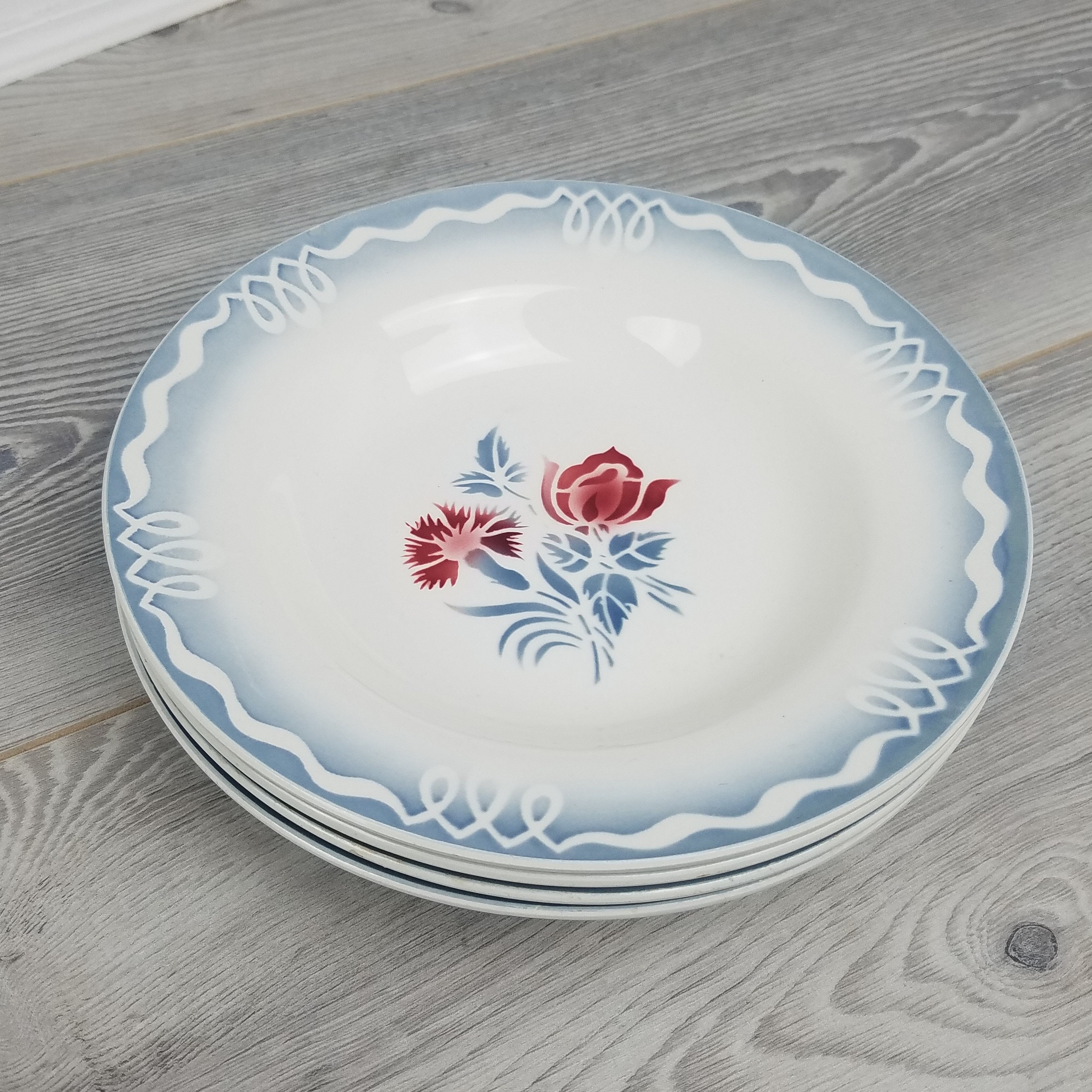 4x Bon État Sarreguemines Digoin Juliette Design Assiette à Soupe/Bol