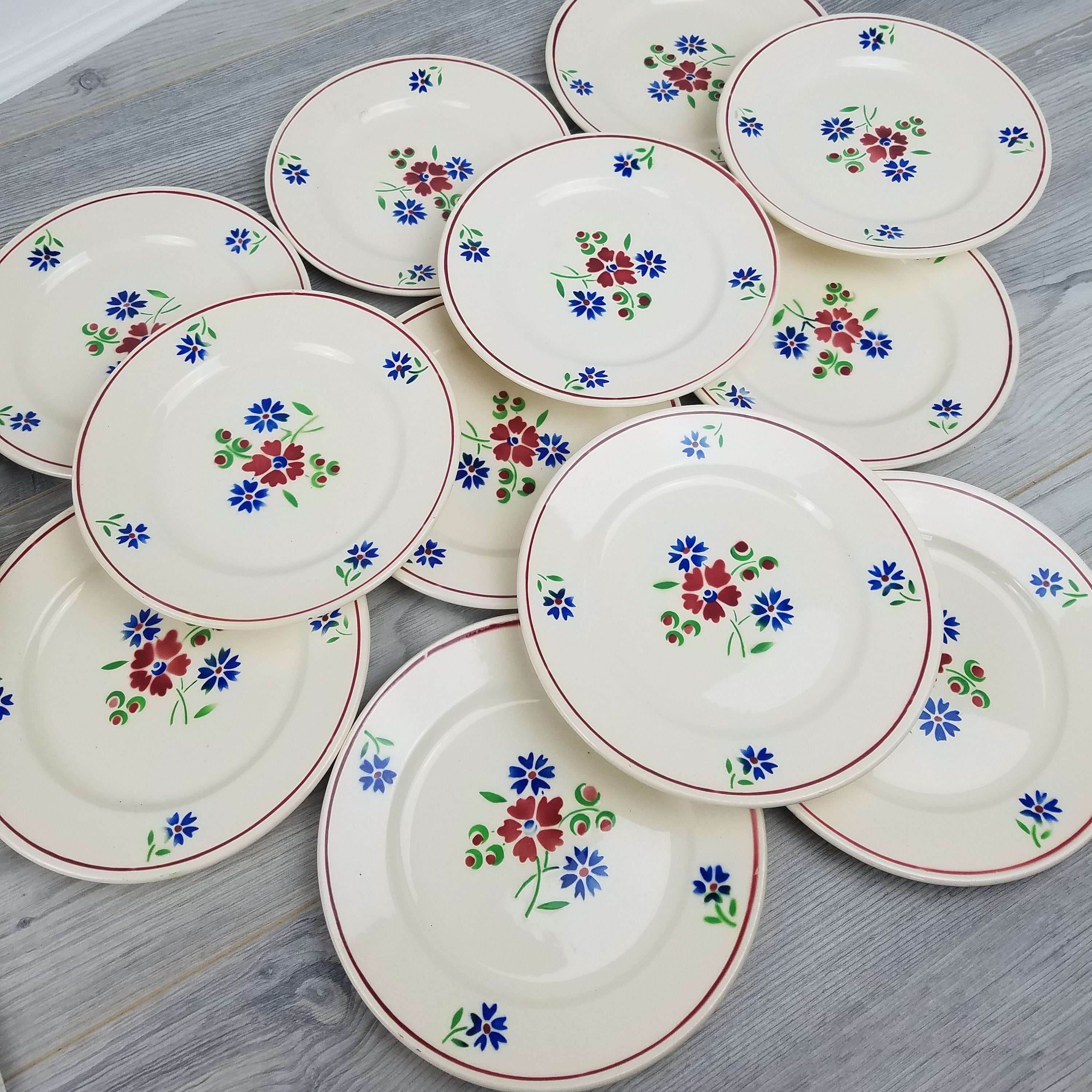 Charmant Service Badonviller Gateau Des Années 1920/De Thé L'après-Midi, Un Grand Plateau et Douze A