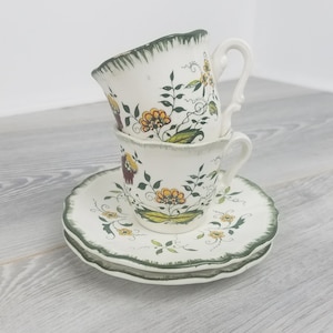 Vintage 1960s Sarreguemines Floral Clarence Design Coffee/Espresso Cups x2