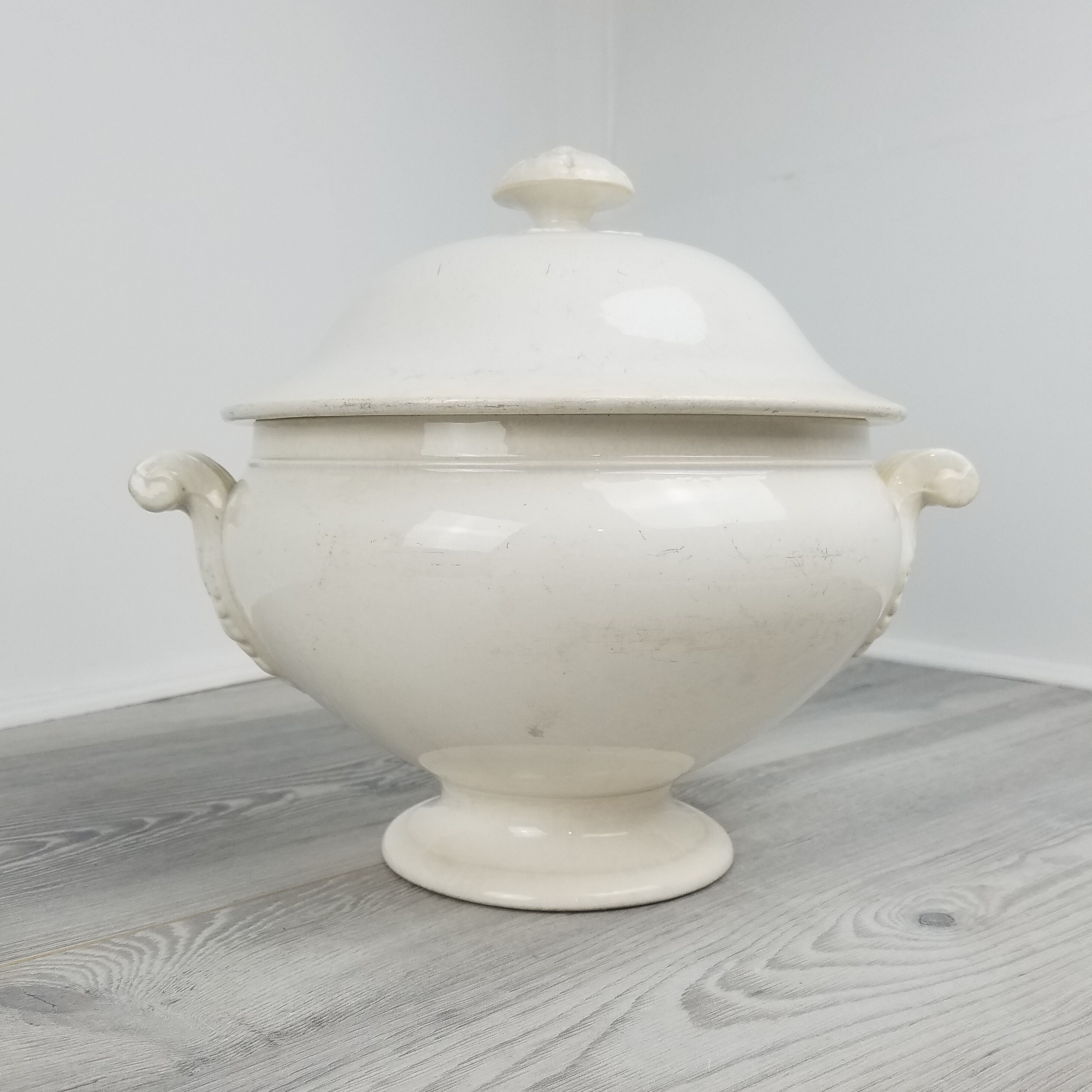 Antique Français Fin Des Années 1800 Sarreguemines Digoin Tureen/Soupière