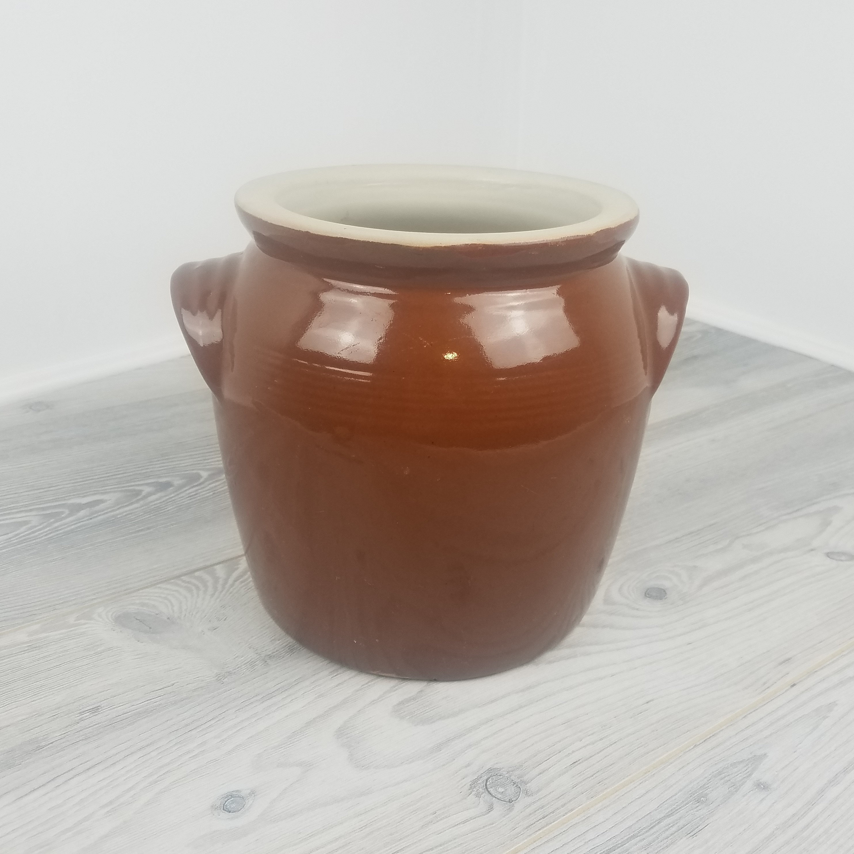 Un Pot Beautyful Large Chestnut Brown Gres Pot-Cofit-Crock-Saloir Pot