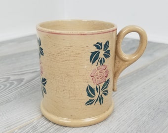 Rare and Unusual Vintage 1950s Sarreguemines Digoin Hand Stenciled Grande Tasse/Brulot cup/Mug