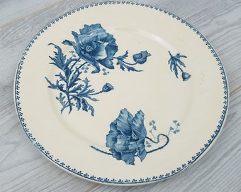 Stunning Poppy Pattern Sarreguemines Digoin Antique Late 1800s Early 1900s Feria Design 23cm Dinner Plate